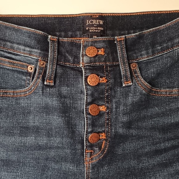 J Crew Denim Jeans Size 26/4 Buttonfly Mid Rise Skinny Leg Medium Dark Wash - Picture 3 of 10